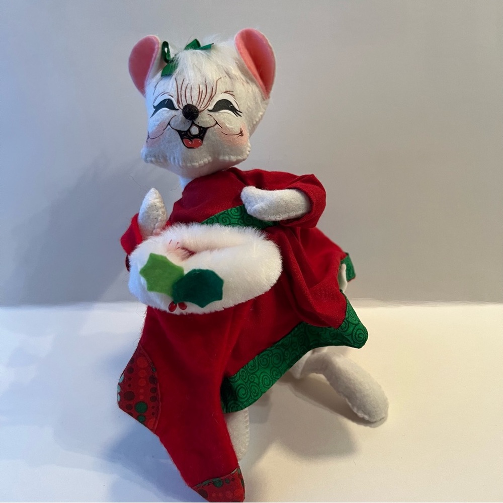 Festive Mouse Figurine in Red and Green